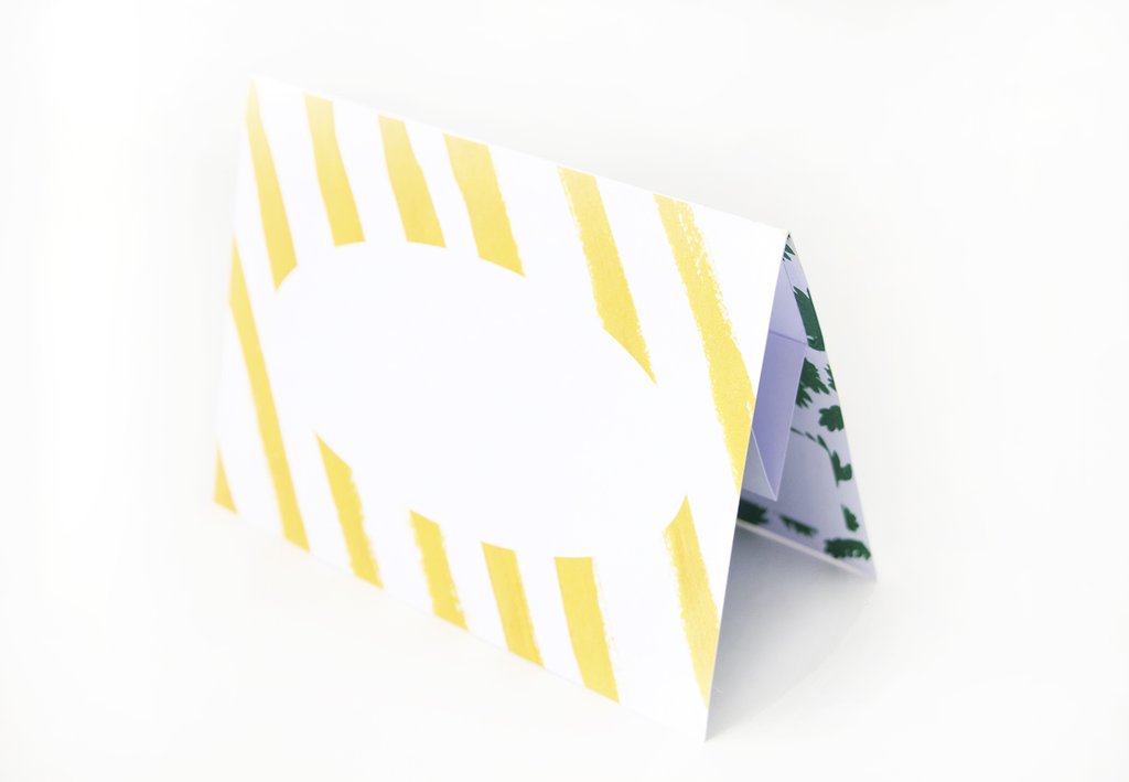 Printable Babyshower DIY Invite with palm leaves and yellow stripes