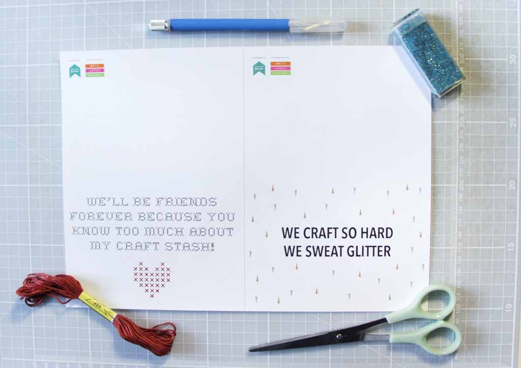 London Craft Club x Utensils0 Galentines card printable free download