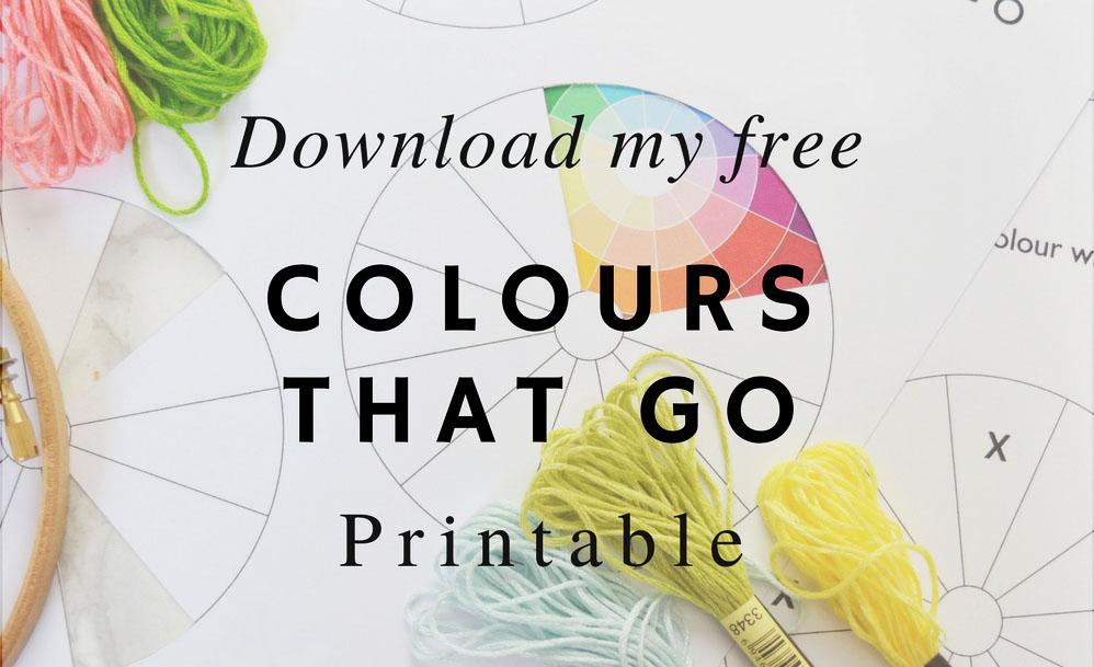 Download Sonia Bownes's free printable tool to find colours that go