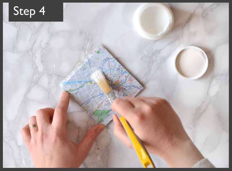 London Craft Club road tests Pinterest's map coaster decoupage crafty project